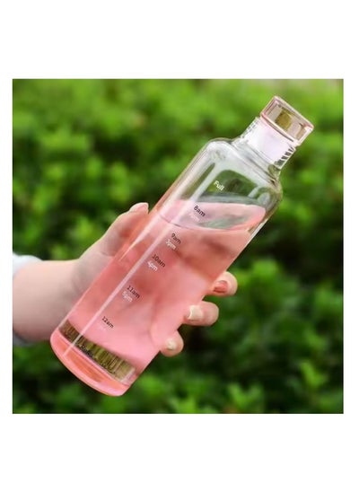 Buy 500ml Healthy Plastic Sports Water Bottle with Time Markers, Reusable and Leakproof, Perfect for Men and Women Gym Football Outdoor Activities School Fitness Workout Milk Juice Clear Water Bottle Healthy Multipurpose Gym School - Leakproof Water Bottle - Clear Water Bottle with Time Markers - Water, Juice, Milk Bottle for Kids and School in Egypt