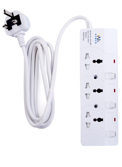 Buy 3 Way 4 Meter Extension Cord Power Cord Power Strip with Switch AK143 and 4 Meter Cord in UAE