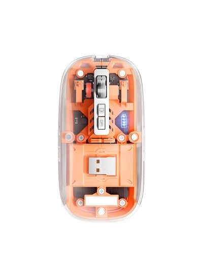 اشتري Wireless Bluetooth Mouse Tri-Mode USB C Rechargeable Silent Design Transparent Portable for Laptop PC and Macbook Orange في السعودية