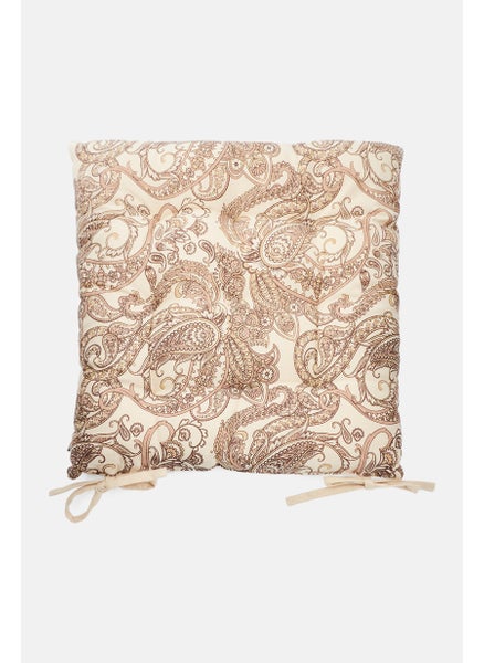 اشتري Paisley Print Chair Cushion 40 X 40 cm, Beige/Peach Combo في الامارات