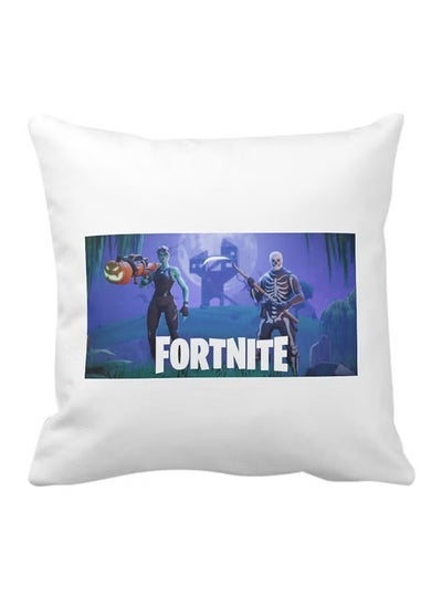 Buy Square pillow with “Fortnite logo” print, white, size 40x40 cm in Saudi Arabia