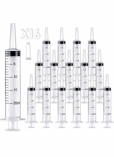 Buy 20ml Plastic Syringe, Large Syringes Tools for Liquid, Sterile and Individually Sealed for Measuring, Watering, Refilling, Feeding Pets, Scientific Labs, Oil or Glue Applicator, 16 Pack in UAE