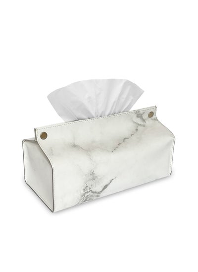 Buy Leather Tissue Box Holder (Marble White) in UAE