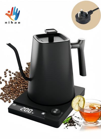 Buy Multifunctional Gooseneck Kettle V60 Coffee Kettle , Electric Kettle , Coffee Pot and Tea Pot , 1000ML , 1200W Power Knob Temperature Adjustment with LED Digital Display  Temperature Automatic Insulation , 304 Stainless Steel Material , Suitable for Home and Office - Black in Saudi Arabia