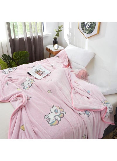 Buy 1-Piece Unicorn Pattern Interesting Cozy Blanket Air Conditioning Blanket in UAE