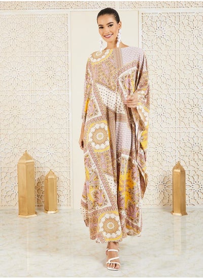 Buy Bohemian Print Batwing Sleeves Kaftan in Saudi Arabia