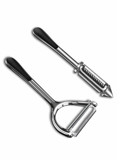 اشتري Vegetable Peeler Julienne Peeler, Potato Peelers With Potato Eye Remover, Vegetable Peeler Stainless Steel, Non Slip Grip, Veggie Fruit Peeler for Making Healthy Salads-2 Pcs في الامارات