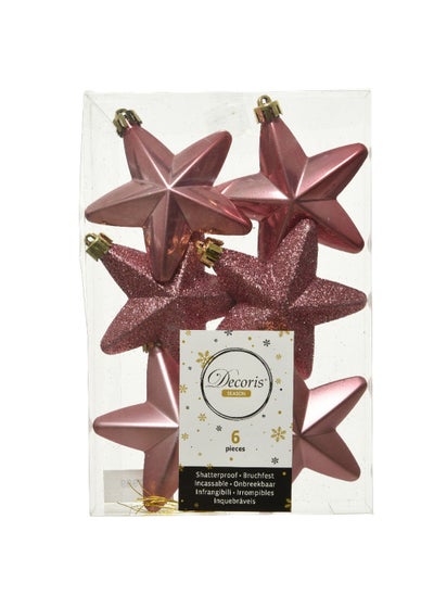 Buy Christmas Star Shatterproof Velvet Pink 7.5cm in UAE