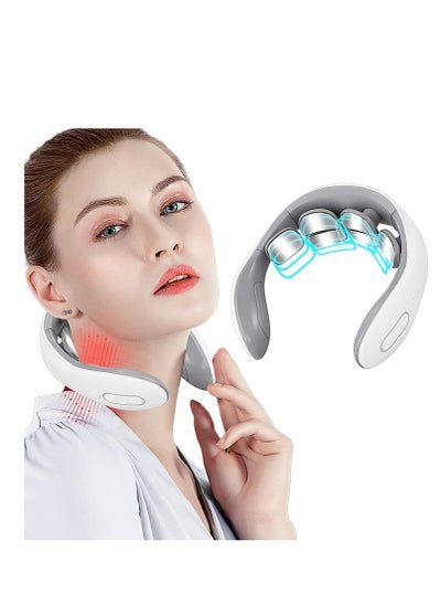 Buy Neck Massager with Heat, Neck Lymphatic Massager for Pain & Fatigue Relief, 6 Modes 9 Levels Portable Neck Massager Perfect Gifts in UAE