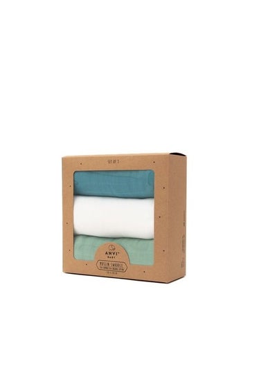 اشتري Anvi Baby  Set of 3 Organic Bamboo Swaddle Aquamarine في الامارات