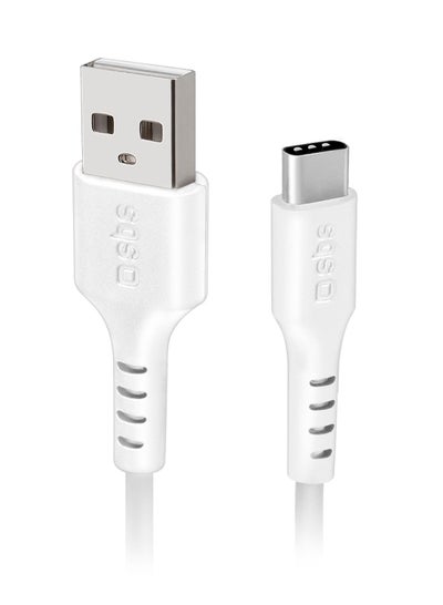 Buy Travel Data cable USB 2.0 to Type C for smartphone, Length 1.5 m, white color suitable for Apple, Samsung, Huawei, Xiaomi, LG and others. in UAE