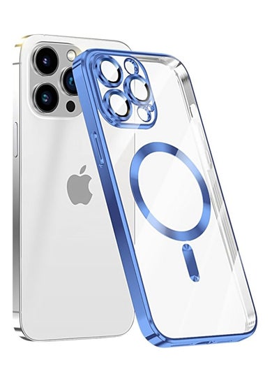 Buy Magnetic for iPhone 15 Pro MAX Case with MagSafe [Support Wireless Charging] Clear TPU Shockproof Protective Phone Cover for iPhone 15 Pro MAX Case with Integrated Camera Lens Protector Blue in Egypt