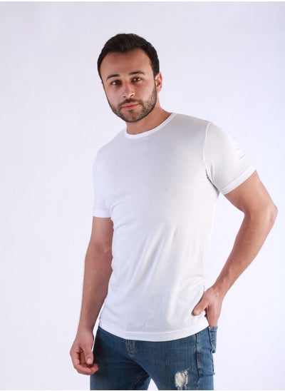 Buy Jet Men Undershirt Round Neck American Style And Half Sleeves-White in Egypt