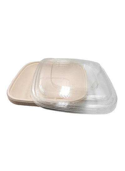 Buy Bagasse Rectangular Bowl 32 Ounce With Lid 12 Pieces in UAE