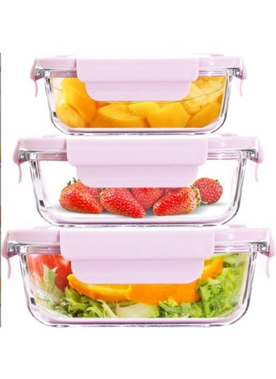 Buy Premium Glass Food Storage Container Set – 3 Pieces (3 Containers and 3 Lids) – BPA Free in Egypt