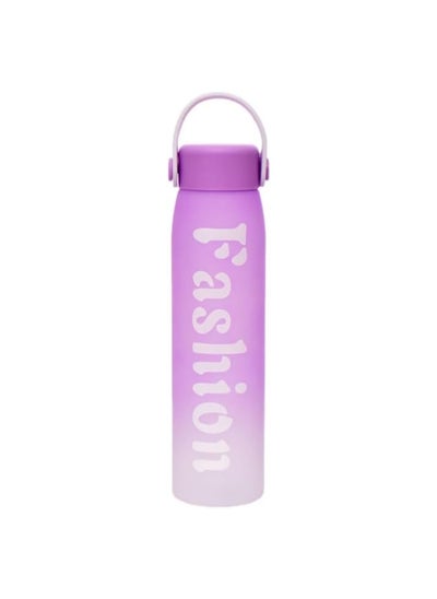 Buy Plastic Drinking Water Bottle Sport Gradient Colors Containing Leakproof Cap With Silicone Hand Strap And Modern Design For Unisex 550ml - Purple White in Egypt