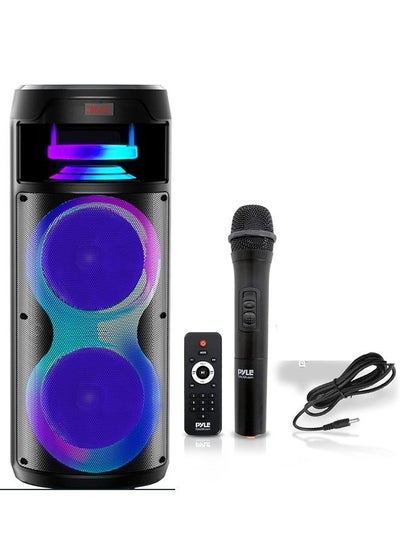 Buy Portable Bluetooth PA Speaker-240W 8In  Rechargeable Indoor/Outdoor BT Karaoke Audio System-Party Lights,LED Display,FM/AUX/MP3/USB/SD, , Carry Handle -Wireless Mic,Remote Control in Saudi Arabia