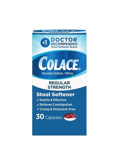 اشتري Regular Strength Stool Softener for Gentle Effective Constipation Relief, 1 Doctor Recommended Stool Softener Brand, 100 mg Docusate Capsules, 30 Count في الامارات