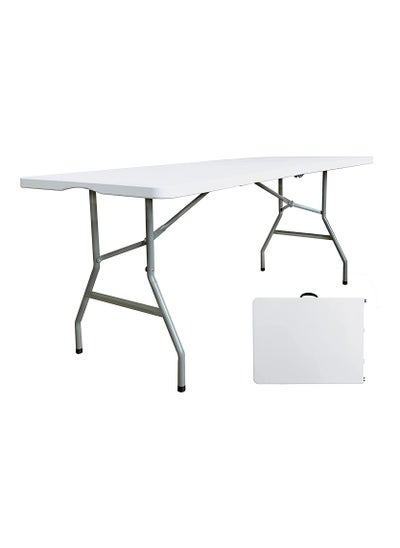 Buy Folding Table - Foldable Heavy Duty Plastic Table for Indoor & Outdoor Parties, Picnic, Camping, Wedding, BBQ Catering, Garden Dining - Fold-in-Half Portable Utility Table - White - in UAE