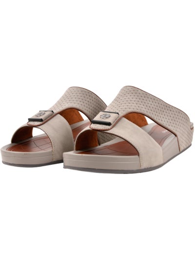 Buy Mens  Dual Textured Strap Sandals Grey in UAE