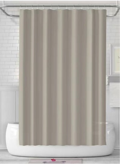 Buy 1-Piece Bathroom Shower Curtain Waterproof Shower Curtain With Hooks Dark Beige 180 x 180 Centimetre in UAE