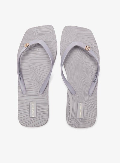 Buy Textured Slip On Thong Slippers with Metallic Accent in UAE