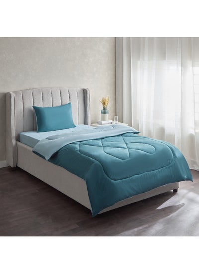 Buy Derby 2-Piece Single Reversible Microfibre Comforter Set 220 x 135 cm in UAE