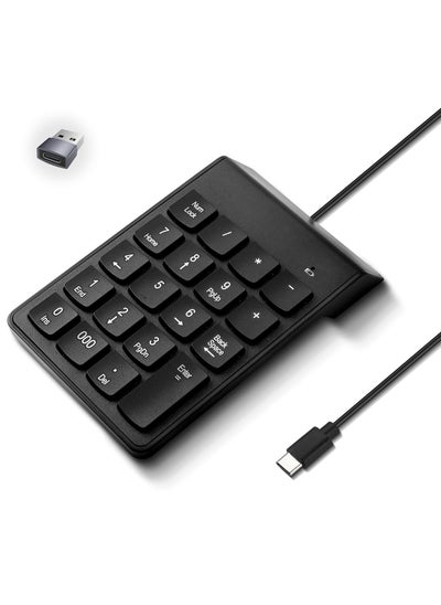 Buy Type C Number Pad, USB 19 Keys Mini Number Keyboard Plug & Play Financial Accounting Numpad Office Home Portable Slim Numeric Keypad for Laptop Phone PC Tablet Notebook (Black) in UAE