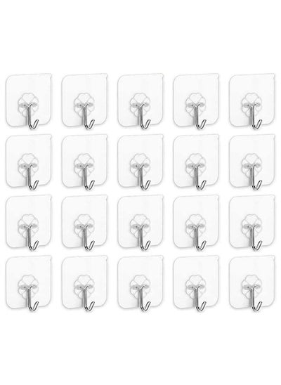 اشتري 20Piece  Heavy Duty Wall Hooks Transparent 6cm في الامارات