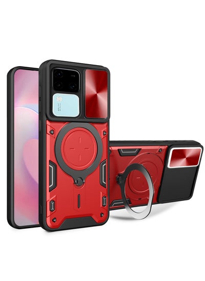 Buy SHIELD EGYPT For Vivo V30 Armored Camera Shield Cover Camera Lend Protection, Built-in 360° (Red) in Egypt