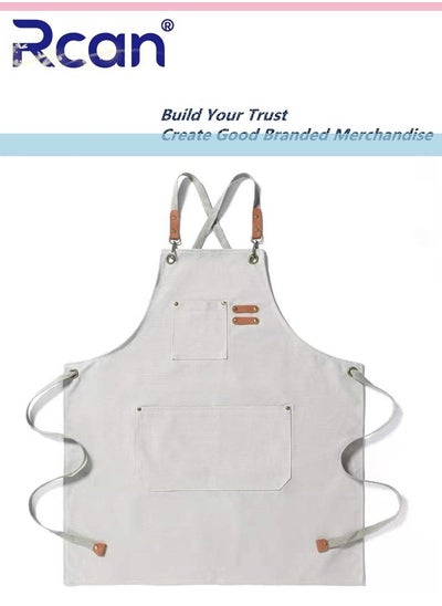 Buy Chef Grill or Work Aprons with Large Pockets Cross Back Chef Apron Adjustable Straps Painting Barbecue Kitchen Cooking Baking Apron Work Shop Accessories Welding Carpenter Bib Apron for Women Men in Saudi Arabia