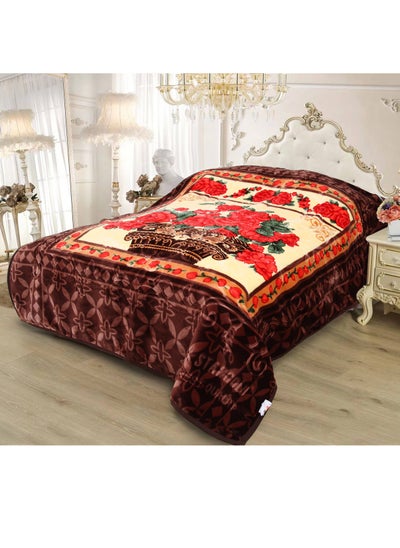 Buy 2 Ply embossed super soft printed raschel blanket warm and comfortable to sleep 15 lbs in UAE