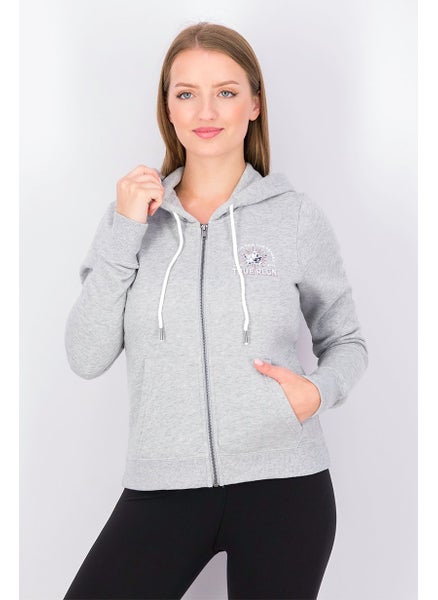 اشتري Women Hood With Drawstring Heather Sweatshirt, Grey في السعودية