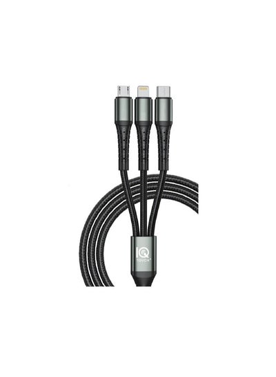 Buy IQ TOUCH Icharge Multix Cable Nylon 3 In 1 Cable, Aluminum, Black in UAE