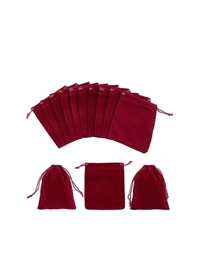 اشتري Velvet Gift Bags 9 x 12 cm Drawstring jewelry pouches for Candy Wedding Party Favor Bags Maroon 12 Bags في الامارات