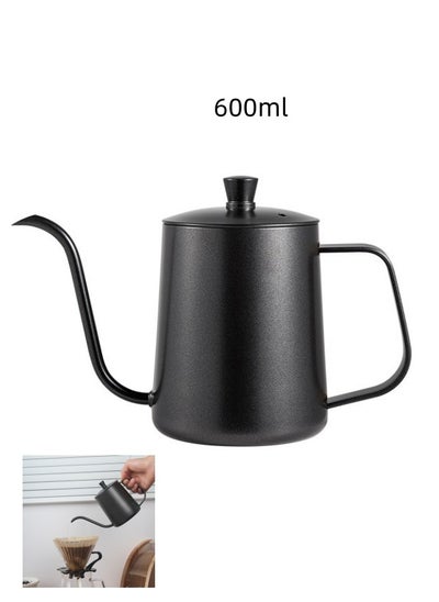 Buy Hand Drip Gooseneck Tea Pot Black 600ml in Saudi Arabia