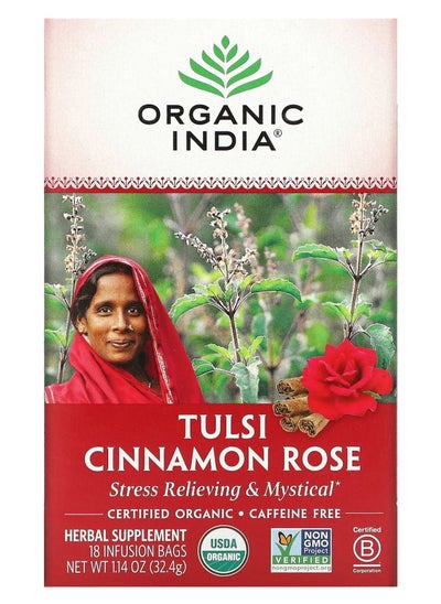 Buy Tulsi Tea Cinnamon Rose Caffeine-Free 18 Infusion Bags 1.14 oz (32.4 g) in UAE