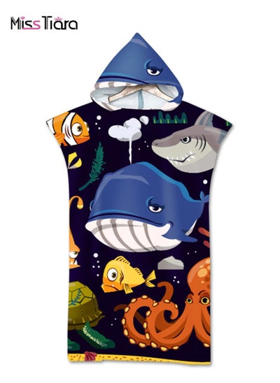 اشتري Microfiber Bath Towel Beach Towel Cape Print Hooded Bath Towel Beach Pool Fit Adult or Child 110cm x 75cm في الامارات