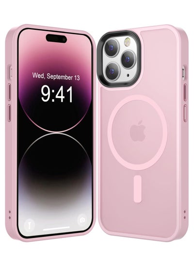 Buy Magnetic Case For iPhone 15 Pro Max Case Compatible with MagSafe Military Grade Protection Shockproof Translucent Matte Case Anti Scratch Shockproof Phone Case (Pink) in Egypt