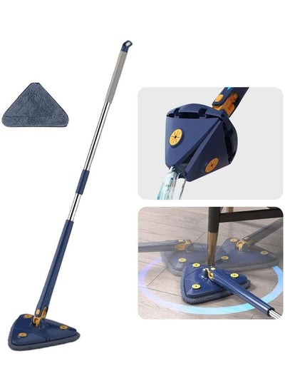 Buy 360° Rotatable Adjustable Reusable Triangle Mop with Long Handle in Saudi Arabia