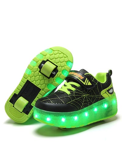 Buy Al Aoyama USB Chargable LED Light Up Roller Shoes Wheeled Skate Sneaker Shoes for Boys Girls Kids in Saudi Arabia