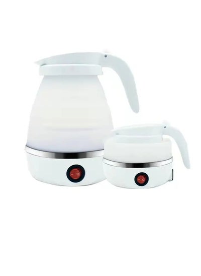 Buy Foldable Kettle, Mini Portable Electric Kettle, Leak Proof Stainless Steel Quick Boiling Kettle, Silicone Collapsible Heating Water Boiler Tea Pot For Home Camping Outdoor Travel, (White) in UAE