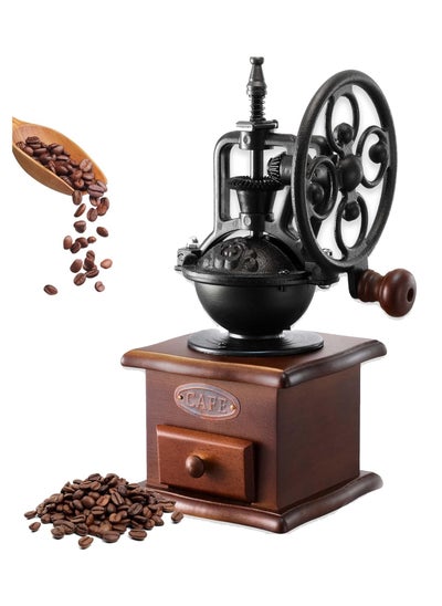 Buy Manual Coffee Grinde, Vintage Style Wooden Hand Coffee Grinder/Antique Cast Ceramic Roller Classic French Press Coffee Mill/Hand Crank Coffee Grinders for Decoration & Gift in UAE