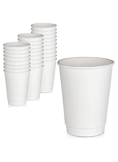 Buy Paper Cup 8 Ounce 50 Pieces Double Pack, Leakproof - White in Saudi Arabia