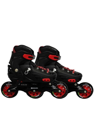 اشتري Inline Adjustable Skates Medium Size 34 EUR (UK 1.5) - 38 EUR (UK 5) for 6 to 12 Years | Aluminium Chassis and 100 mm  Three Wheels | Skating Shoes في الامارات