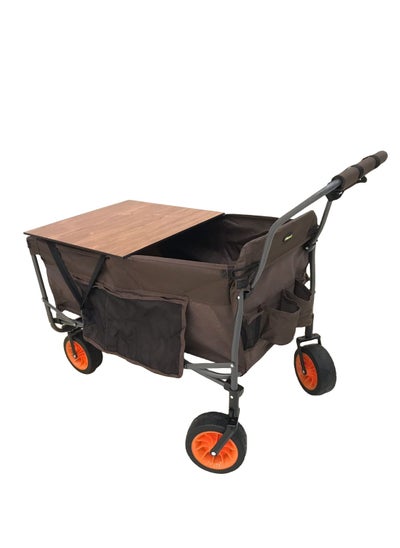 Buy Camping Folding Trolley Shopping Cart with Wheels Table Larger Capacity Durable Beach Cart in UAE