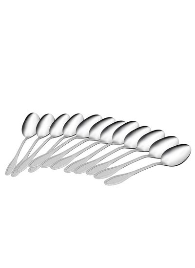 Buy 12-Piece Stainless Steel Spoon Set 25CM Silver in Saudi Arabia