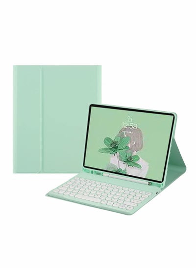 اشتري Keyboard for Galaxy Tab S8 2022 / S7 2020 11 Inch (SM-X700/X706/T870/T875/T878) Case Cute Color Round Key Wireless Detachable Bluetooth Cover with Pen Holder (MintGreen) في السعودية