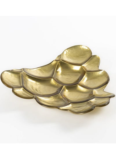 Buy Shelled Decorative Platter, Gold - 30 cm in UAE