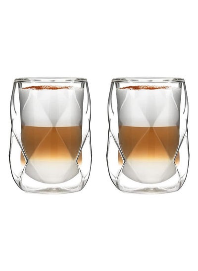 Buy Neoflam Double Wall 2Pcs Glass Tumbler Coffee Cups Set 90Ml in UAE